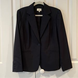 Neiman Marcus Blazer Navy Blue Wool One Button Women’s Work Wear Size 12
